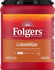 Folgers 100% Colombian Coffee, Medium Roast Ground Coffee, 9.6 Ounce Canister
