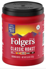 Folgers Classic Roast Ground Coffee, 9.6 Ounce (Pack of 6)
