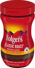 Folgers 20083 Classic Roast Instant Coffee Crystals, 3 Ounces, 100% Pure Coffee, Medium Roast, Easy-open Flip Top Lid, Portable Plastic Jar, Pack of 12