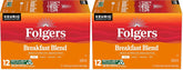 Folgers Breakfast Blend Mild Roast Coffee, 12 Keurig K-Cup Pods (Pack of 2)