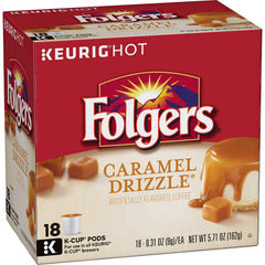 Folgers Caramel Drizzle Flavored Coffee, K-Cup Pods for Keurig K-Cup Brewers, 18-Count (Pack of 4), Packaging May Vary