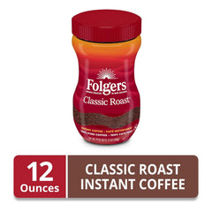 Folgers Classic Roast Instant Coffee Crystals, 12 Ounces (Pack of 2)