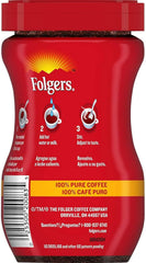 Folgers 20083 Classic Roast Instant Coffee Crystals, 3 Ounces, 100% Pure Coffee, Medium Roast, Easy-open Flip Top Lid, Portable Plastic Jar, Pack of 12