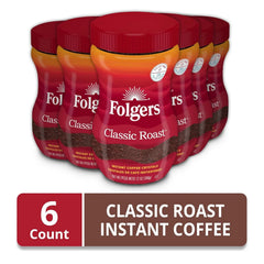 Folgers Classic Roast Instant Coffee, 12 Ounces (Pack of 6)