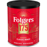 Folgers Classic Medium Roast Ground Coffee, 10.3 Oz 175th Anniversary Limited Edition Metal Can