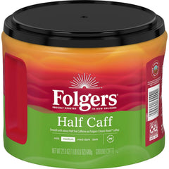 Folgers Half-Caff Medium Roast Ground Coffee, 22.6 Ounce (Pack of 6)