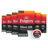 Folgers Black Silk, Dark Roast Coffee, Keurig K-Cup Pods, 12-Count Boxes (Pack of 6)