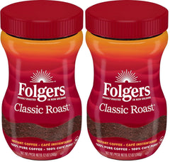 Folgers Classic Roast Instant Coffee Crystals, 12 Ounces (Pack of 2)