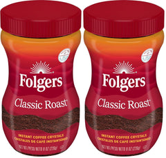 Folgers Classic Roast Instant Coffee Crystals, 8 Ounces (Pack of 2)