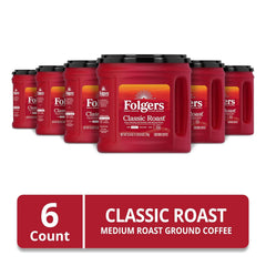 Folgers Classic Roast Ground Coffee, Medium Roast, 25.9 Oz. Canister (Pack of 6)